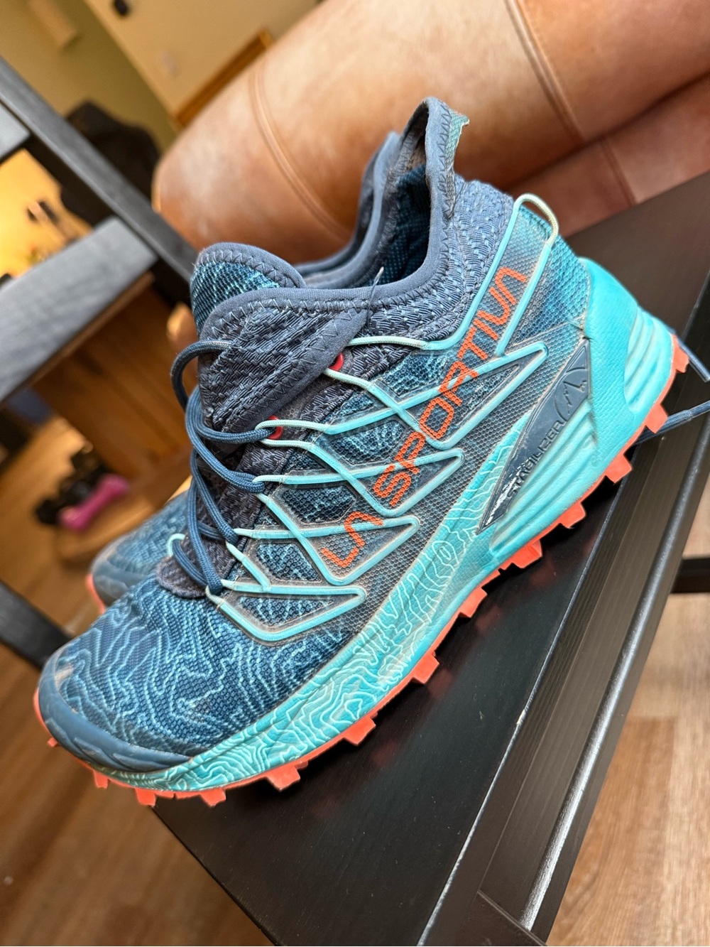 La Sportiva Kids Trail Sneakers in Navy, Teal & Coral